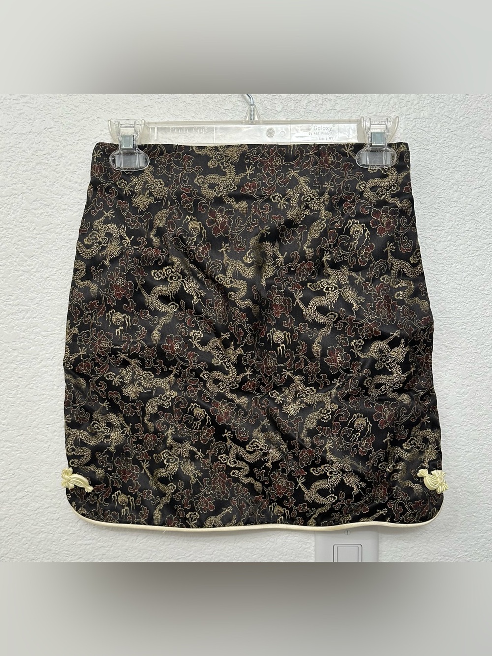 Black Brocade Skirt with Embroidery